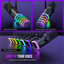 Fifine microfone dinâmico usb/xlr com controle rgb/jack de fone de ouvido/mudo, microfone para gravação de jogos de pc streaming AmpliGame-AM8