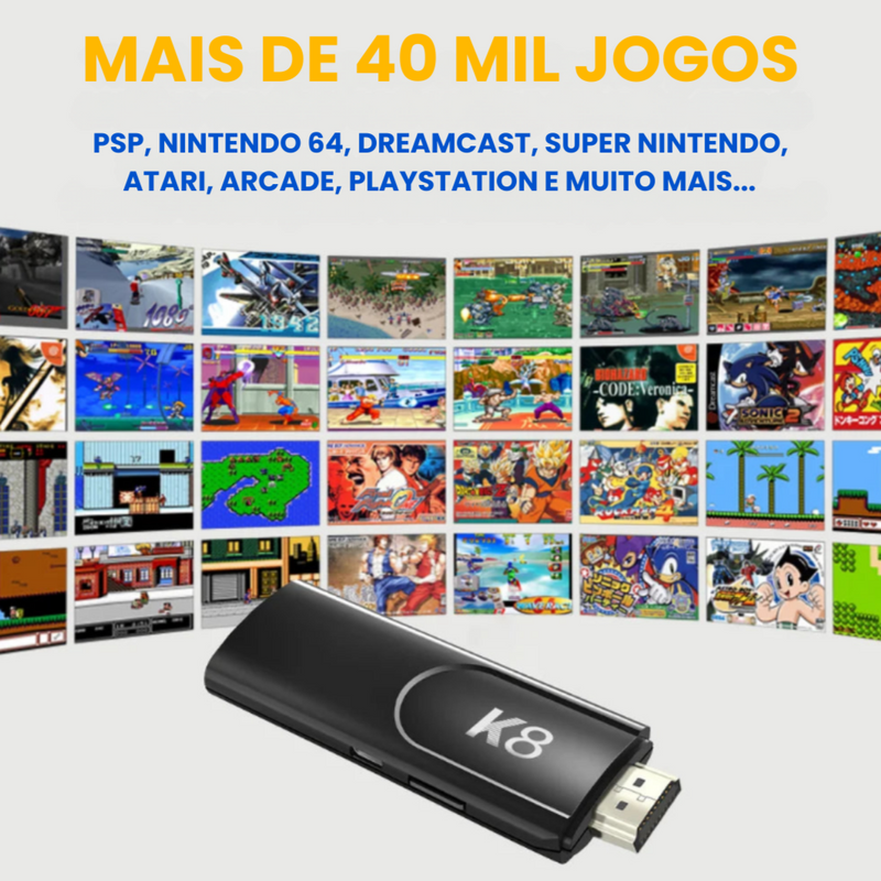 UltraRetro K8 – Console 4K com Biblioteca de 40.000 Jogos e Emuladores Avançados