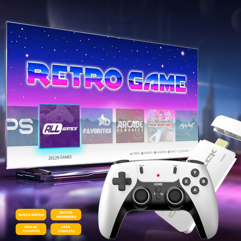 M15 PRO – Console Retrô com 20.000 Jogos, 4K HDMI e Controles Sem Fio