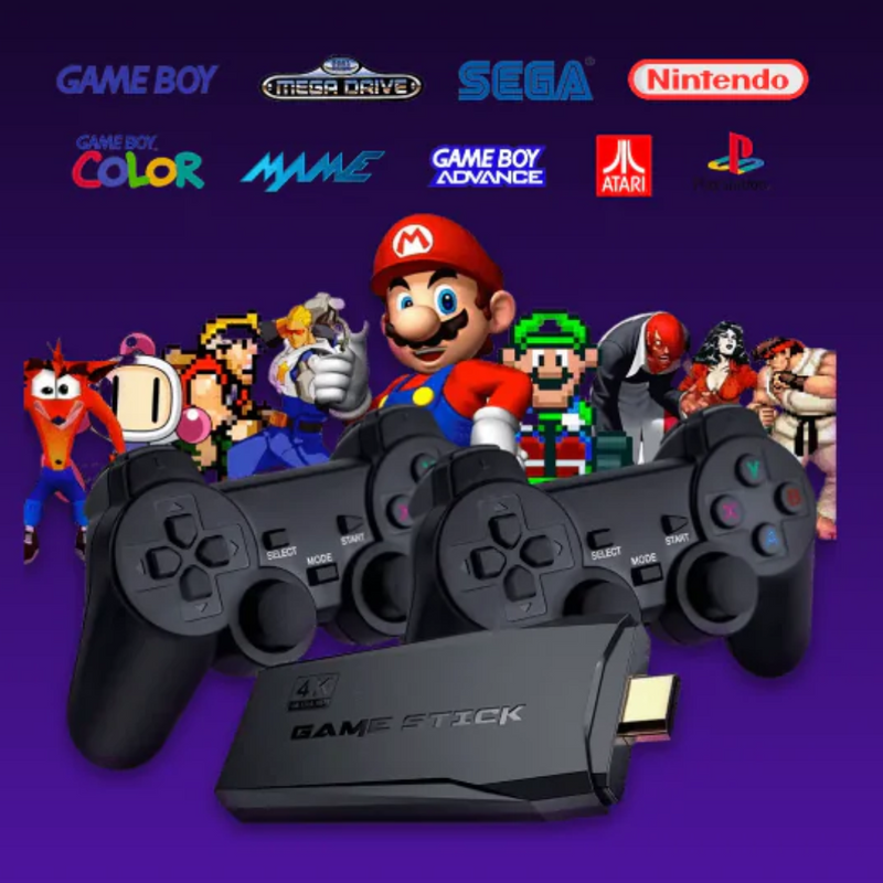 GameStick 4K – Console Retrô Compacto com 20.000 Jogos e Suporte Multilíngue