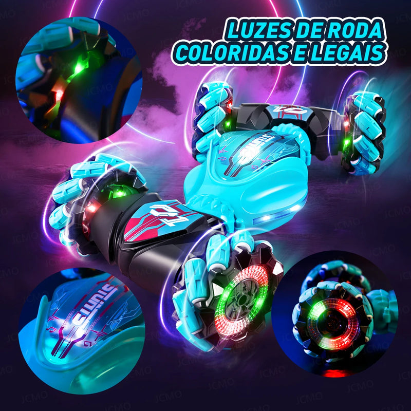 Carro acrobático RC 4WD 360 °   Carro de escalada rotativo 2.4g, carro de controle remoto sem fio, brinquedo para menino, veículo elétrico, presente com música e luz