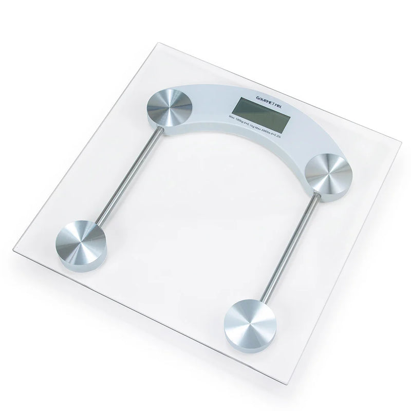 Balança Digital Corporal Banheiro Precisão Fitness Vidro Temperado Display LED 180kg Antiderrapante Alimentação Pilha Academia
