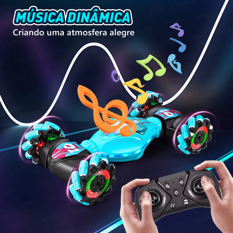 Carro acrobático RC 4WD 360 °   Carro de escalada rotativo 2.4g, carro de controle remoto sem fio, brinquedo para menino, veículo elétrico, presente com música e luz