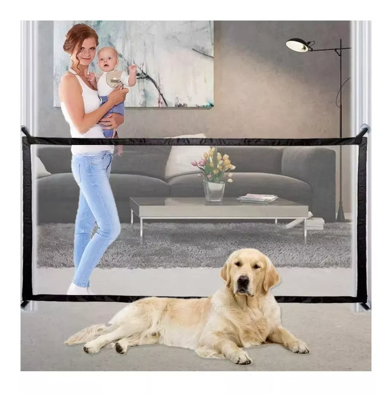 Portao Tela Porta Retratil Protecao Cachorro Cao Bebe Pet Segurança Barreira Divisoria Flexivel Fechamento Facil Residencia Casa