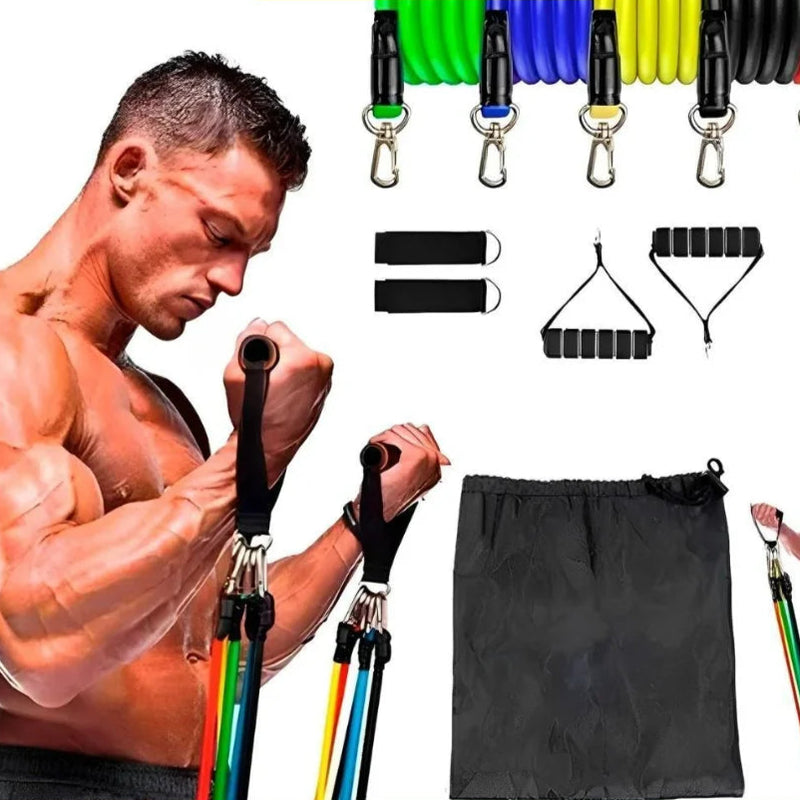Kit 11 Elasticos Extensores Treino Funcional Academia Em Casa Ginastica Musculação Fitness Exercícios Músculos Desenvolvimento