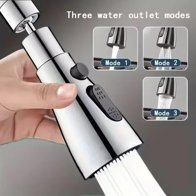 Extensor de Torneira Cozinha Anti-respingo Pressurizada Giratória 360 Ajustável Pia Lavabo Saída Água Cromada Durável ABS Cobre