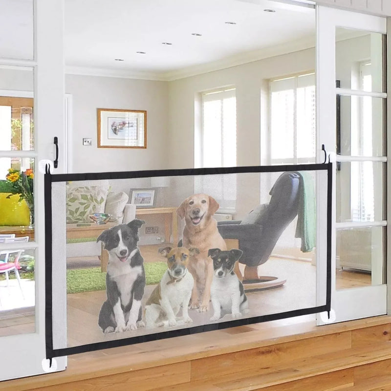 Portao Tela Porta Retratil Protecao Cachorro Cao Bebe Pet Segurança Barreira Divisoria Flexivel Fechamento Facil Residencia Casa