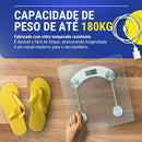 Balança Digital Corporal Banheiro Precisão Fitness Vidro Temperado Display LED 180kg Antiderrapante Alimentação Pilha Academia