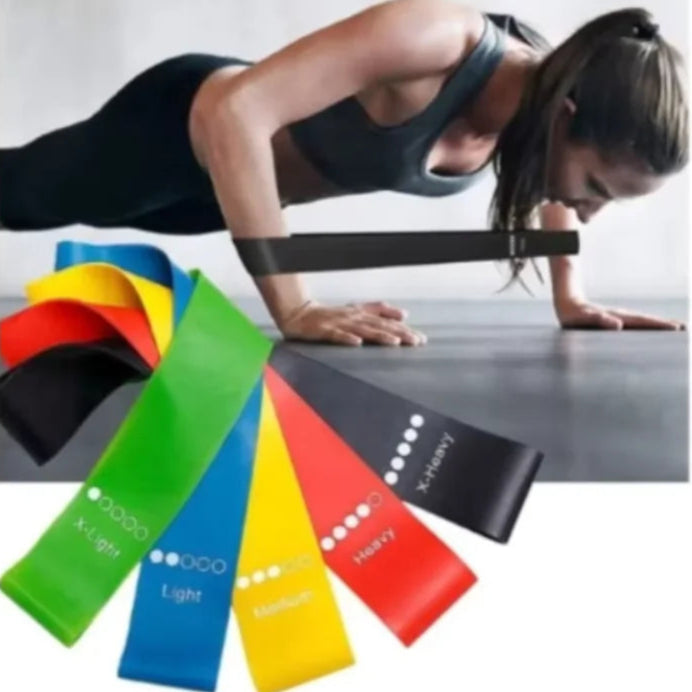 Kit 5 Faixas elásticas Thera Mini Band Fisioterapia Multifuncional Crossfit