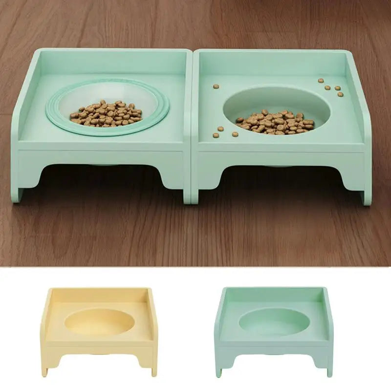 Tigelas levantadas para gatos internos, tigela de comida para gatos emendáveis, acessórios para gatos elevados, tigelas quadradas para animais de estimação, promove a alimentação saudável