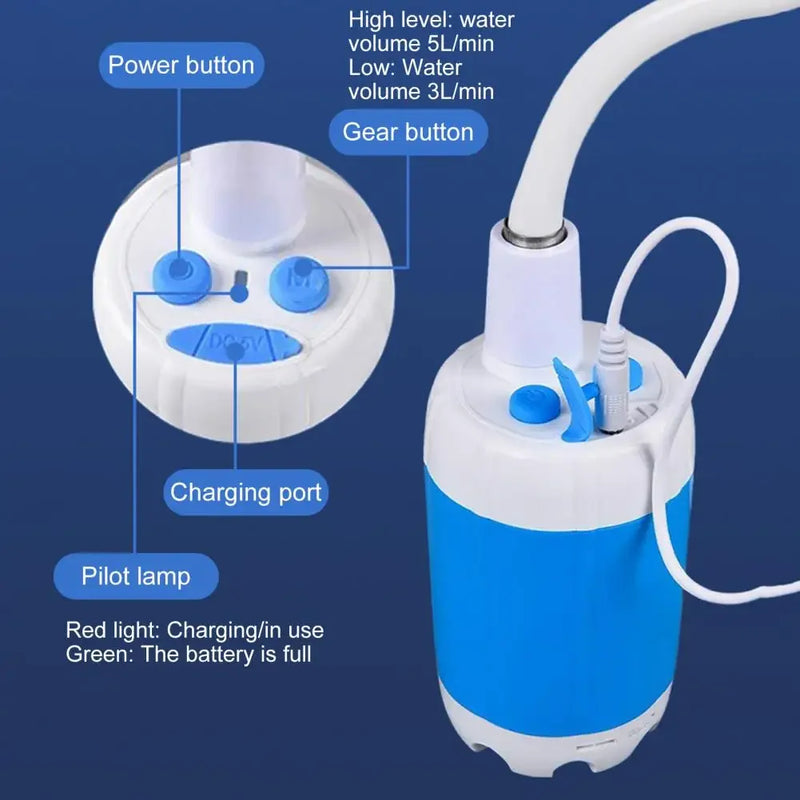 Não há necessidade de eletricidade portátil acampamento chuveiro ao ar livre bomba de chuveiro recarregável bomba de chuveiro elétrico com inteligente digital