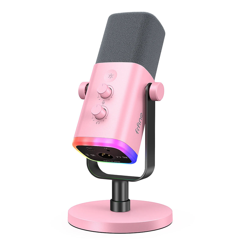 Fifine microfone dinâmico usb/xlr com controle rgb/jack de fone de ouvido/mudo, microfone para gravação de jogos de pc streaming AmpliGame-AM8