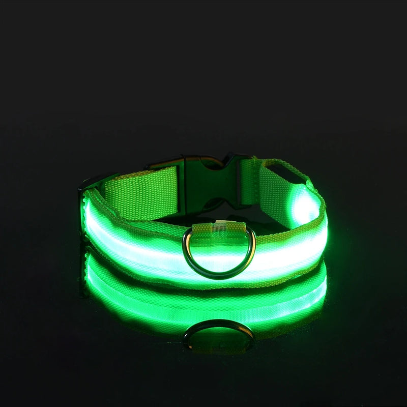 Nylon led noite segurança piscando brilho no escuro trela do cão cães luminoso fluorescente coleira do cão de estimação