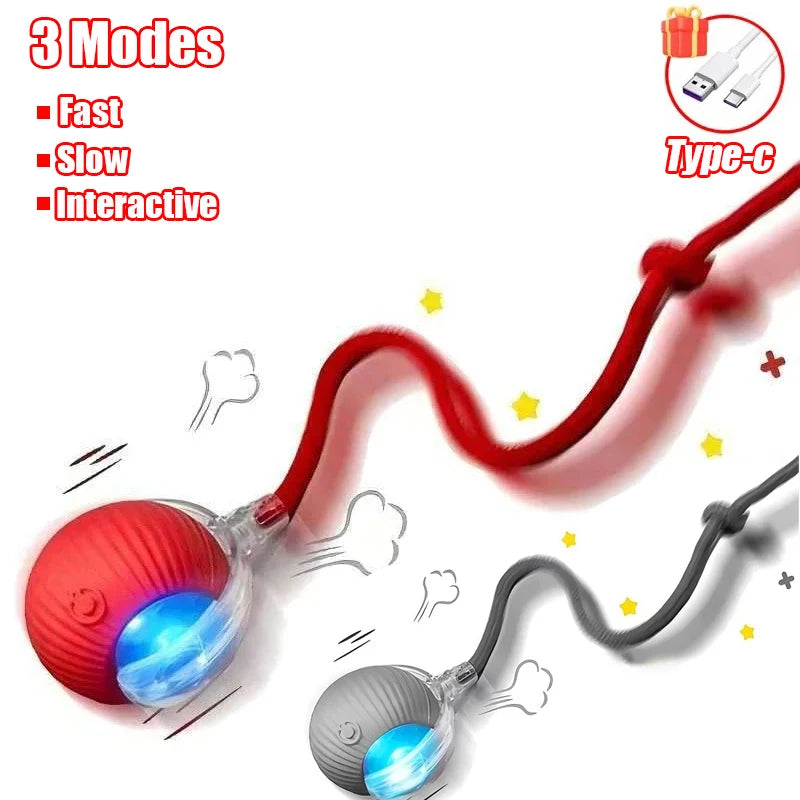 Novo gato bola interativa brinquedo bola de rolamento automático falso cauda recarregável inteligente animal de estimação brinquedo elétrico cão gato treinamento imitar mouse