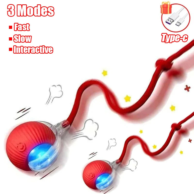 Novo gato bola interativa brinquedo bola de rolamento automático falso cauda recarregável inteligente animal de estimação brinquedo elétrico cão gato treinamento imitar mouse