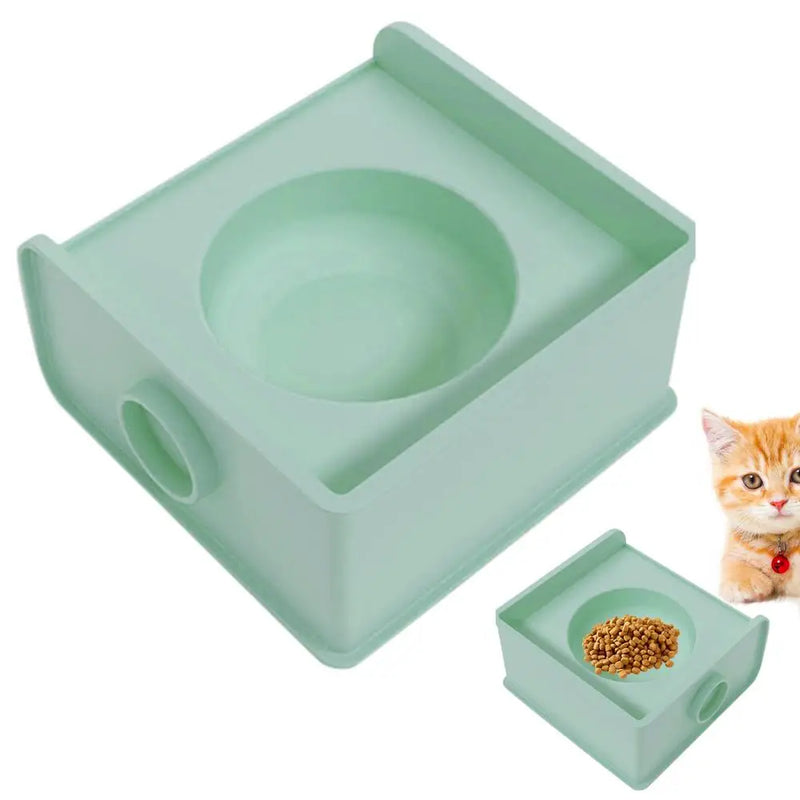 Tigelas levantadas para gatos internos, tigela de comida para gatos emendáveis, acessórios para gatos elevados, tigelas quadradas para animais de estimação, promove a alimentação saudável