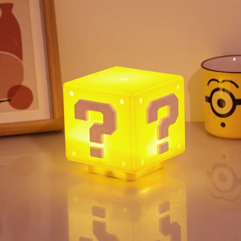 Mario night light super mario ponto de interrogação luminosa pequena luz noturna quadrado tijolo decoração do quarto desktop atmosfera luz menino