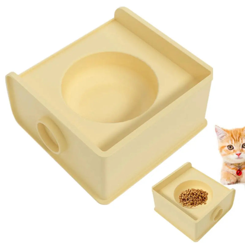 Tigelas levantadas para gatos internos, tigela de comida para gatos emendáveis, acessórios para gatos elevados, tigelas quadradas para animais de estimação, promove a alimentação saudável