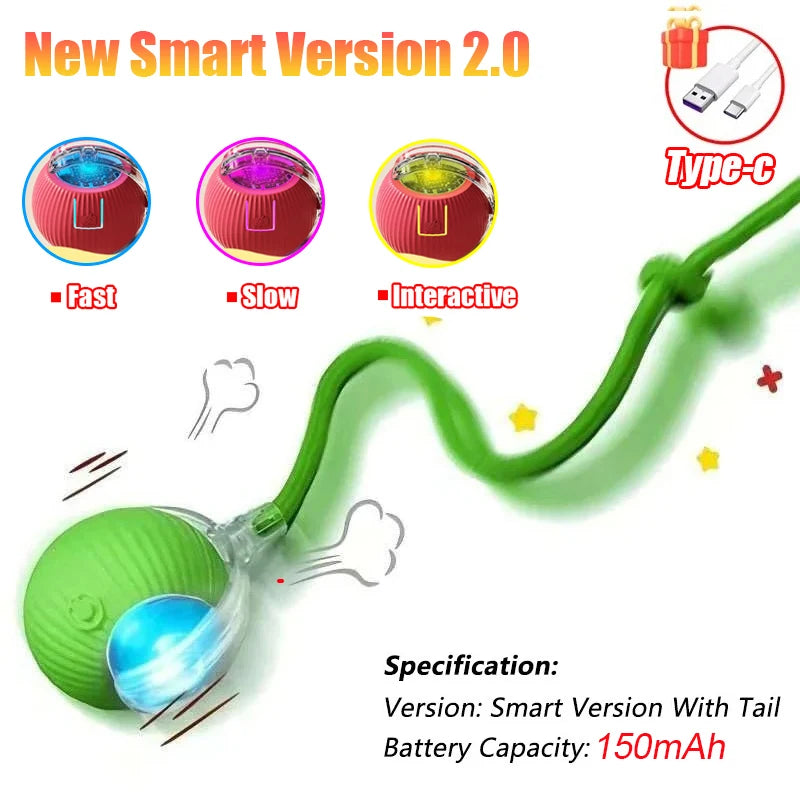 Novo gato bola interativa brinquedo bola de rolamento automático falso cauda recarregável inteligente animal de estimação brinquedo elétrico cão gato treinamento imitar mouse