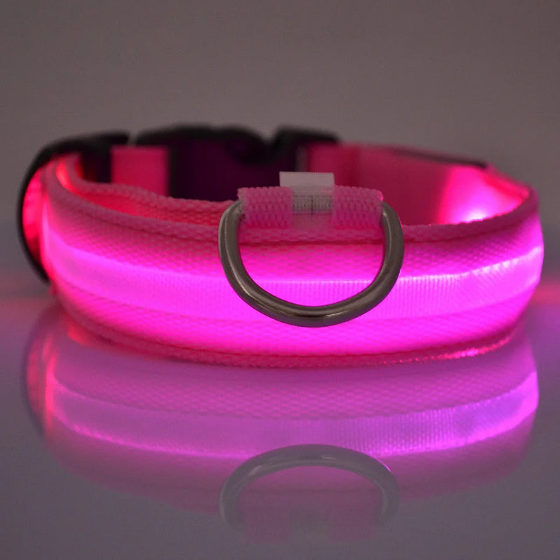 Nylon led noite segurança piscando brilho no escuro trela do cão cães luminoso fluorescente coleira do cão de estimação
