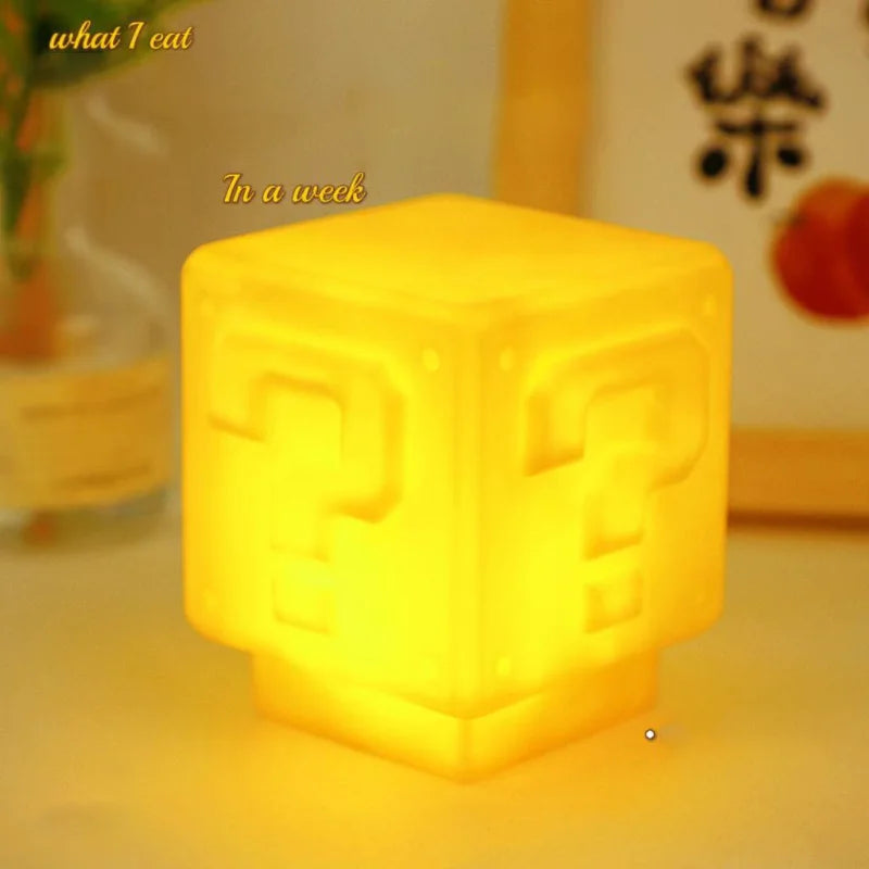 Mario night light super mario ponto de interrogação luminosa pequena luz noturna quadrado tijolo decoração do quarto desktop atmosfera luz menino