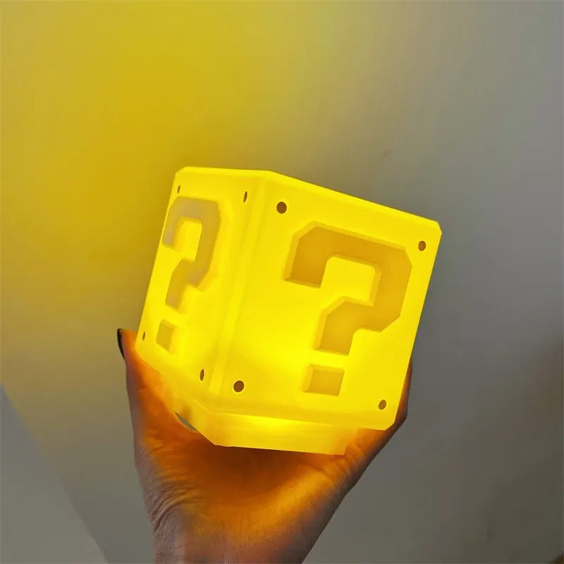 Mario night light super mario ponto de interrogação luminosa pequena luz noturna quadrado tijolo decoração do quarto desktop atmosfera luz menino