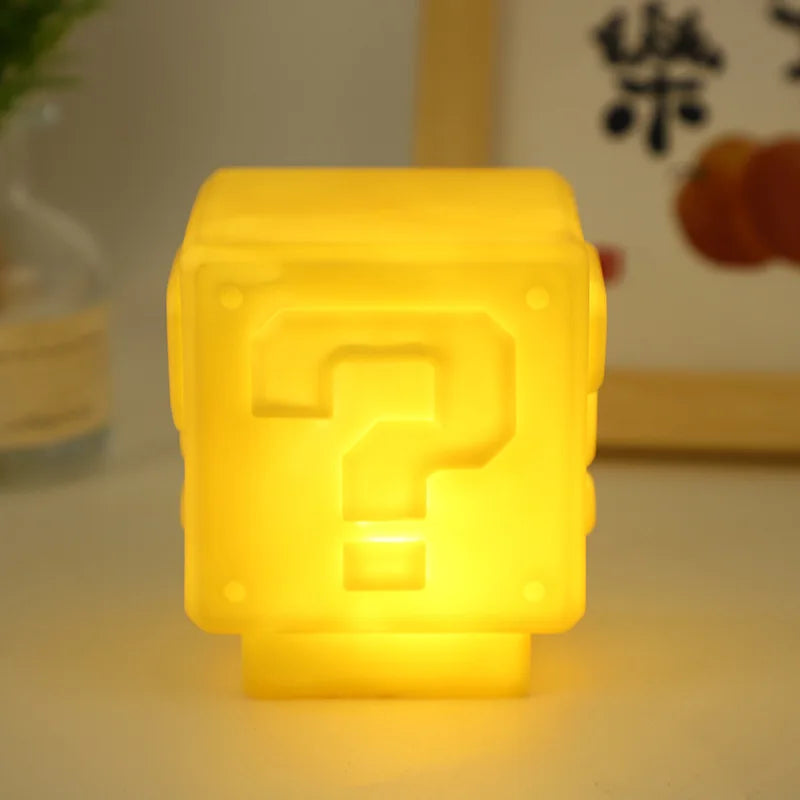 Mario night light super mario ponto de interrogação luminosa pequena luz noturna quadrado tijolo decoração do quarto desktop atmosfera luz menino