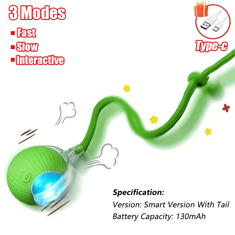 Novo gato bola interativa brinquedo bola de rolamento automático falso cauda recarregável inteligente animal de estimação brinquedo elétrico cão gato treinamento imitar mouse