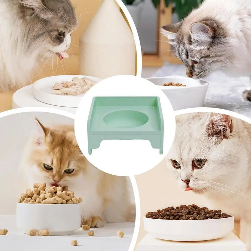 Tigelas levantadas para gatos internos, tigela de comida para gatos emendáveis, acessórios para gatos elevados, tigelas quadradas para animais de estimação, promove a alimentação saudável
