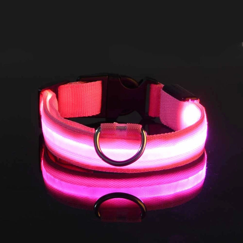 Nylon led noite segurança piscando brilho no escuro trela do cão cães luminoso fluorescente coleira do cão de estimação