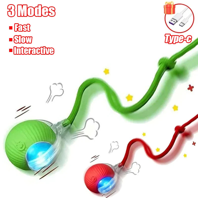 Novo gato bola interativa brinquedo bola de rolamento automático falso cauda recarregável inteligente animal de estimação brinquedo elétrico cão gato treinamento imitar mouse